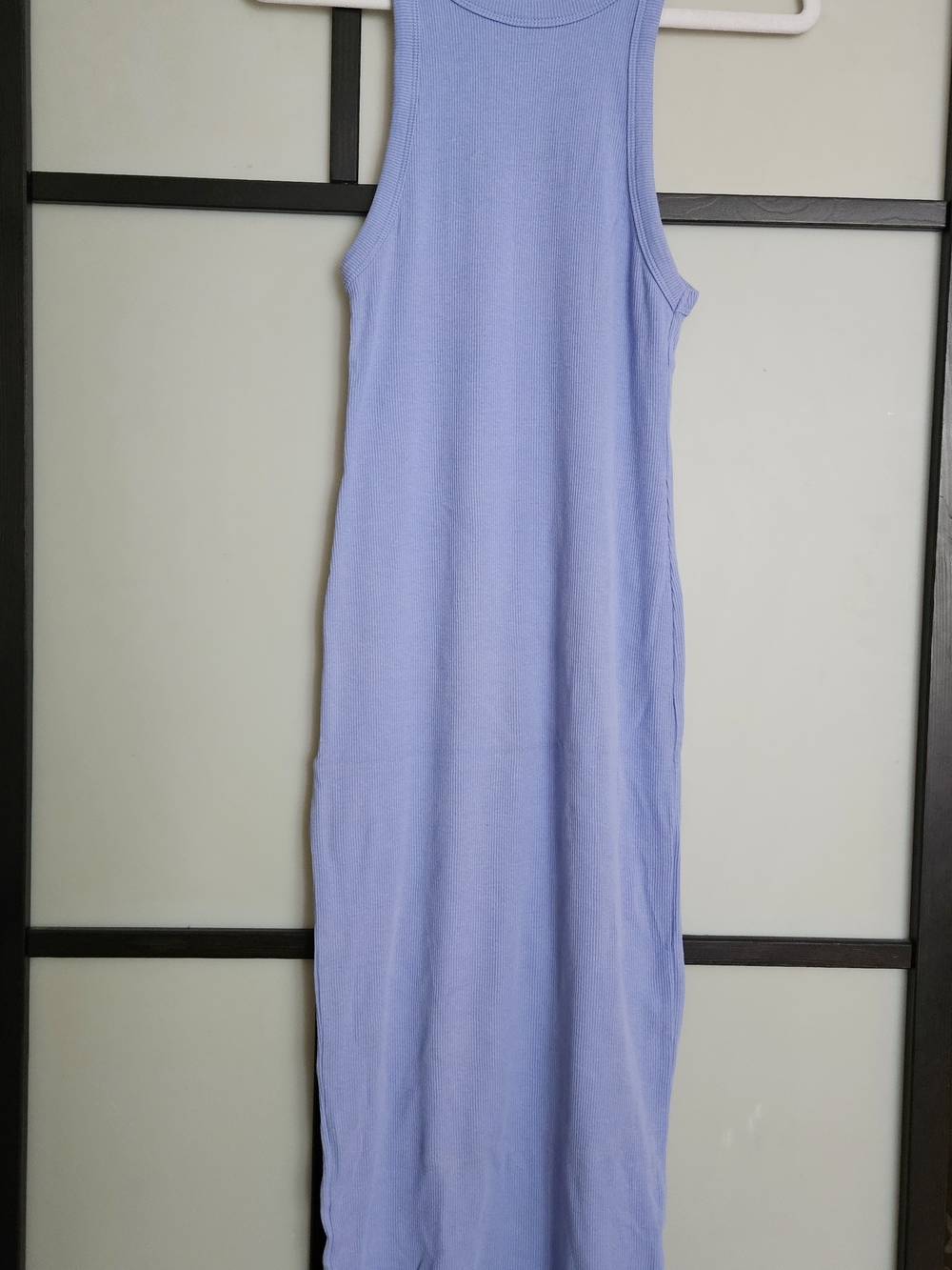 Sleeveless Ribbed Midi Dress in Light Blue